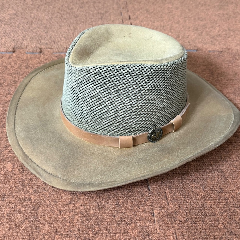Outback Trading Co Aussie Adventure Oilskin Mesh Breezer Hat Brown Mens Large B-